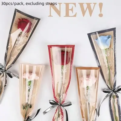 Flower Packaging Bag, 30pcs/set Waterproof Kraft Flower Wrapping Bag, Rose Packaging Bag, Gift Wrapping Supplies for Wedding ...