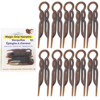 Pins - Plastic, U-shaped Magic Grip pins,  Durable Pins For Fine, Thick & Long ,  Styling Accessories, Set of 10 (Tortoise )