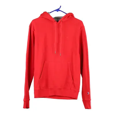 Champion Hoodie - Small Red Cotton Blend
