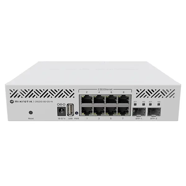 CRS310-8G+2S+IN Mikrotik 8x 2.5GbE Ethernet with 2x SFP+ Ports Managed Switch