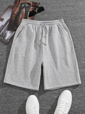 Men's Solid Color Drawstring Waist Shorts, Regular Fit Casual Comfy Breathable Shorts for Summer, Men's Bottoms for Daily Wea...