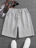 Men's Solid Color Drawstring Waist Shorts, Regular Fit Casual Comfy Breathable Shorts for Summer, Men's Bottoms for Daily Wea...