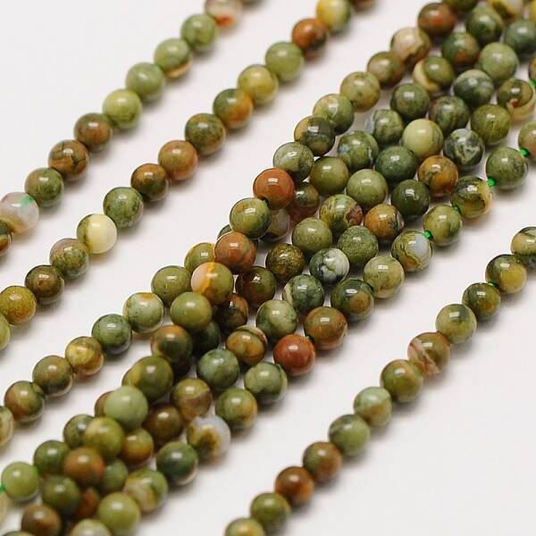Natural Gemstone Rhyolite Jasper Round Beads Strands