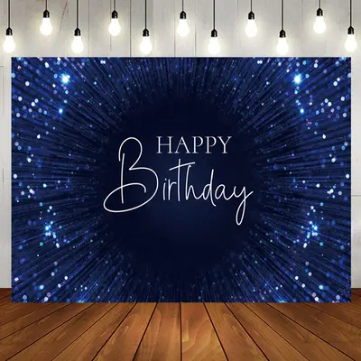 Dark Blue String Dots Bokeh Black Birthday Backdrop - Aperturee