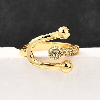 Brass Micro Pave Cubic Zirconia Cuff Rings