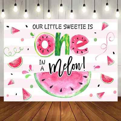 Pink Little Sweetie Watermelon 1st Birthday Backdrop - Aperturee