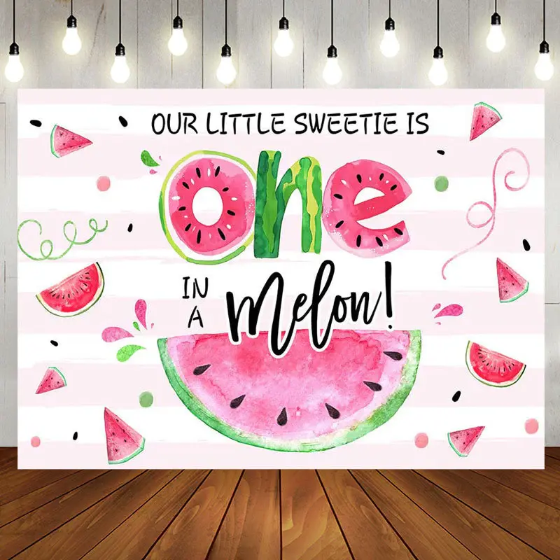 Pink Little Sweetie Watermelon 1st Birthday Backdrop - Aperturee