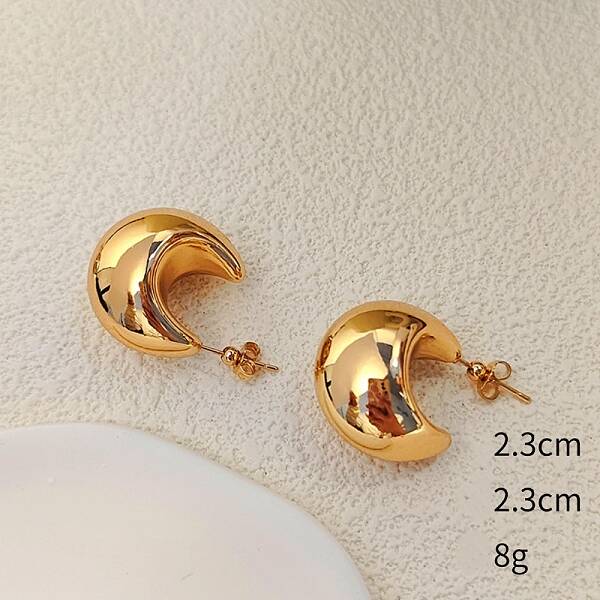 Crescent Moon Alloy Stud Earrings