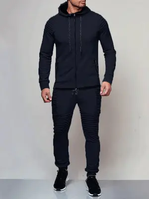 Solid Color Outdoor Sports Sets, Navy Blue / XXL