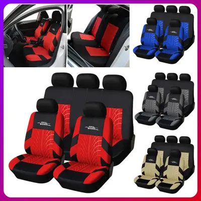 Embroidery Car Seat Covers 1 Set Universal, for Car Front and Rear Seats, 5-Seater Breathable Fabric Car Seat Protectors, Air...