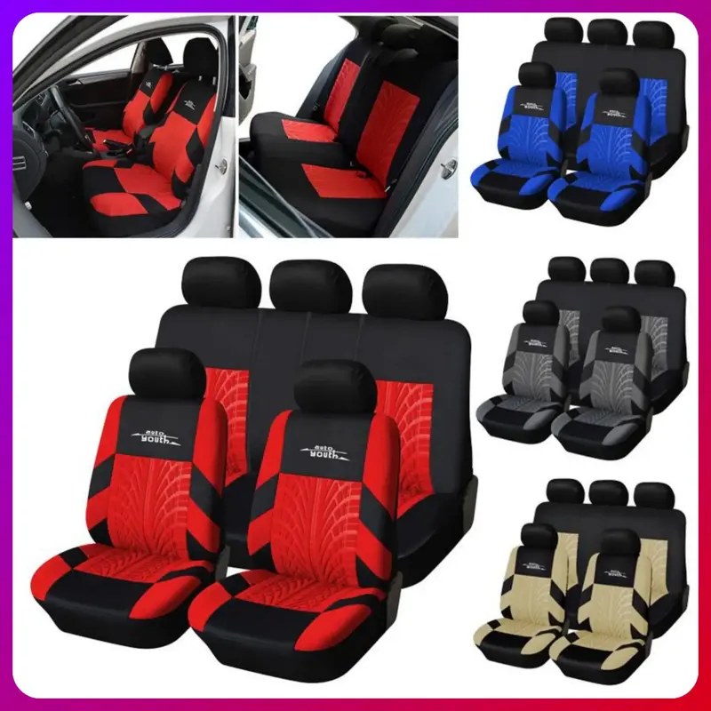 Embroidery Car Seat Covers 1 Set Universal, for Car Front and Rear Seats, 5-Seater Breathable Fabric Car Seat Protectors, Air...