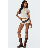 Rye Sheer Textured Fold Over Shorts