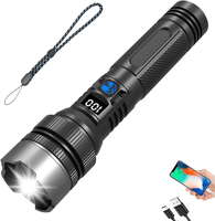Powerful Flashlight High Lumens, USB Rechargeable Waterproof, Super Bright Xhp70.2 Handheld Flashlight, Zoomable Torch for Ca...