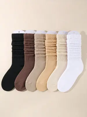 Women's Solid Crew Socks, Multi-pack Soft Comfy Breathable Mid-calf Socks for Daily Wear, Socks for Women, Lady's Fall & Wint...