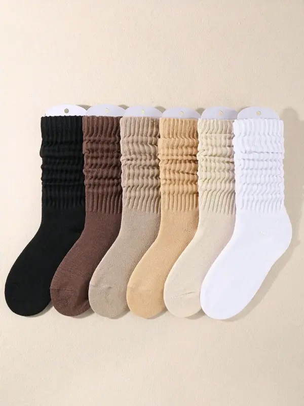 Women's Solid Crew Socks, Multi-pack Soft Comfy Breathable Mid-calf Socks for Daily Wear, Socks for Women, Lady's Fall & Wint...