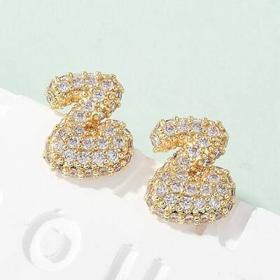 Brass Micro Pave Cubic Zirconia Stud Earrings
