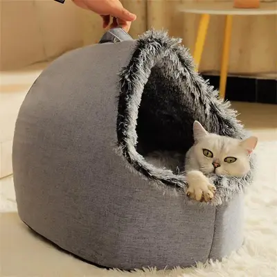 Cute Pet House, Slipper Shaped Semi-enclosed Pet Bed, Soft & Comfortable Nest, Warm Pet House for Small Dogs & Cats