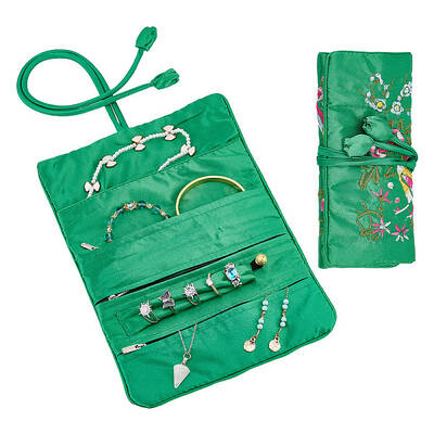 2Pcs Retro Rectangle Silk Zipper Roll Pouches