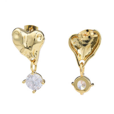Cubic Zirconia Heart Dangle Earrings