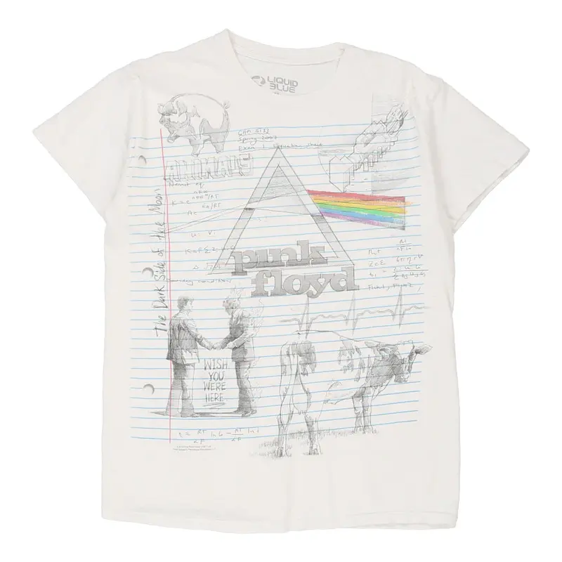 Pink Floyd Liquid Blue Band T-Shirt - Medium White Cotton