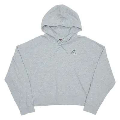 AIR JORDAN Cropped Loose Fit Womens Grey Hoodie Pullover M