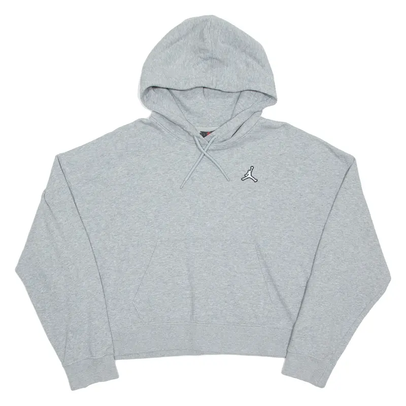AIR JORDAN Cropped Loose Fit Womens Grey Hoodie Pullover M