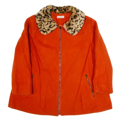 BARNEYS NEW YORK Womens Overcoat Jacket Orange Wool 90s M