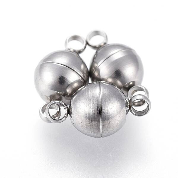 Tarnish Resistant 201 Stainless Steel Magnetic Clasps with Loops