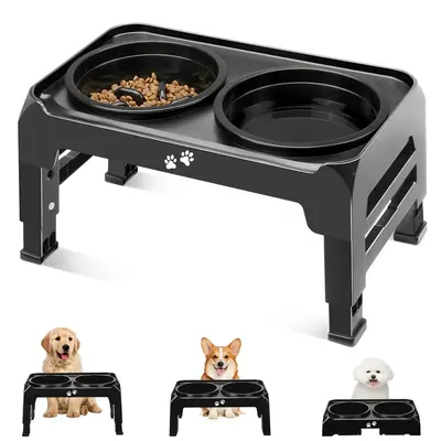Elevated Dog Bowl, 2 in 1 Slow Feeder Dog Food Bowl for Small Dogs, 3 Height Adjustable Increased Dog Bowl Holder, Anti-slip ...