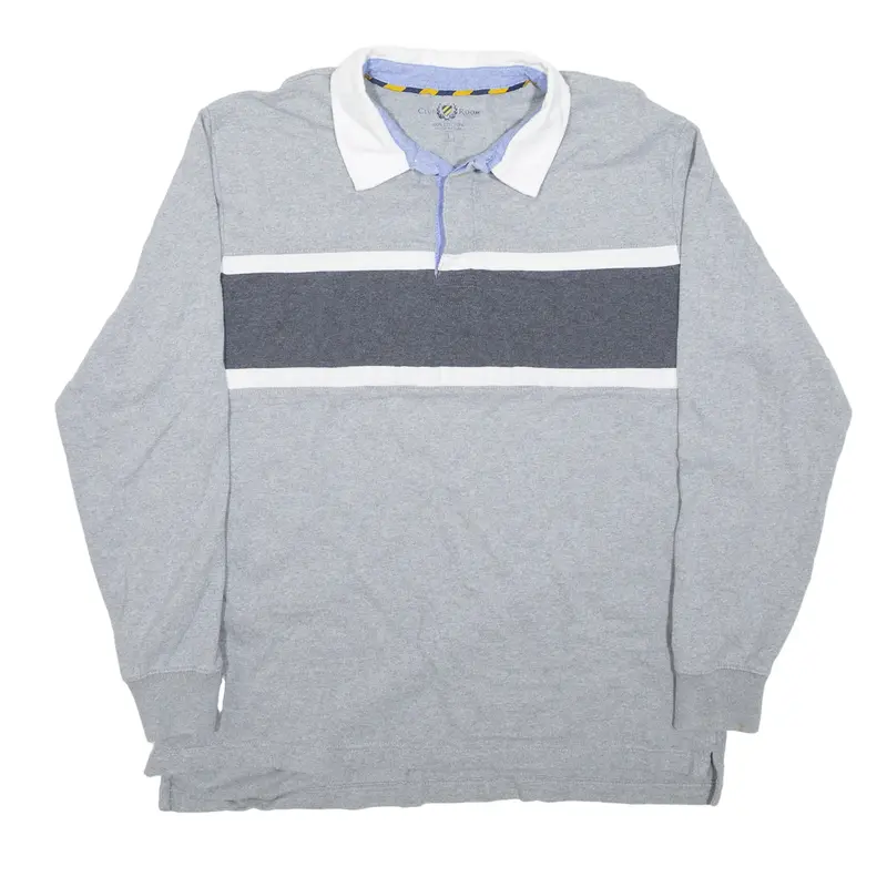 CLUB ROOM Polo Shirt Grey Long Sleeve Mens L