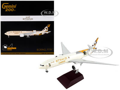 Boeing 777F Commercial Aircraft Etihad Airways Cargo Beige with Tail Graphics Gemini 200 - Interactive Series 1/200 Diecast M...
