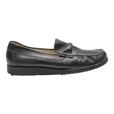 HELVESKO Loafer Shoes Black Leather Mens UK 9.5