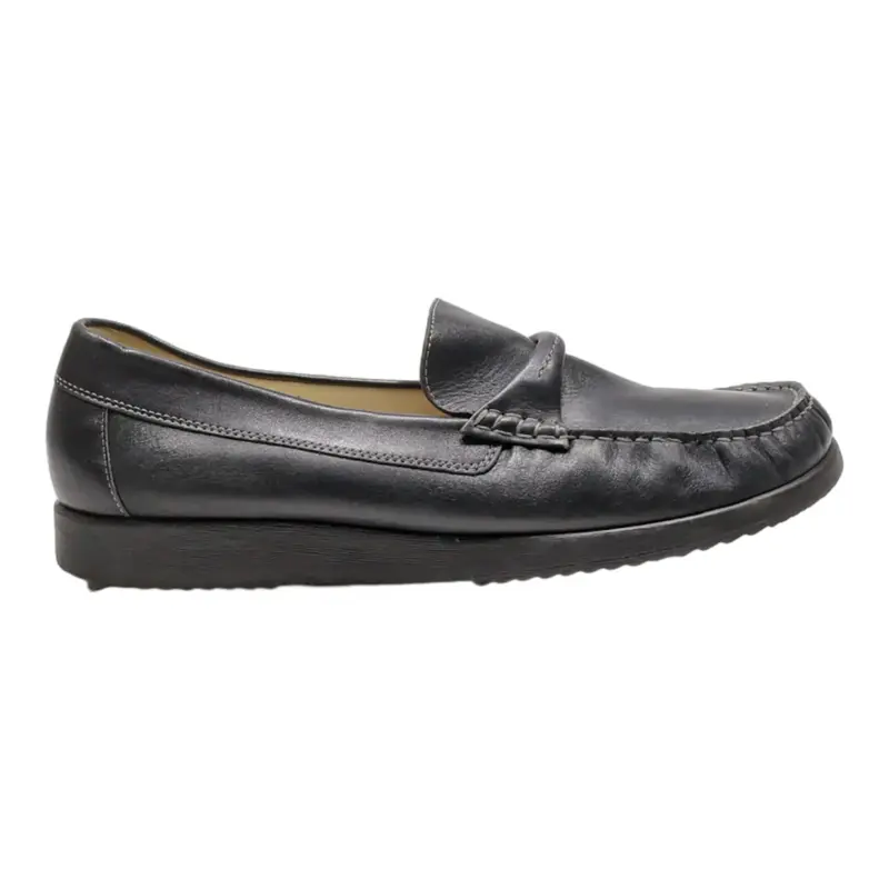 HELVESKO Loafer Shoes Black Leather Mens UK 9.5