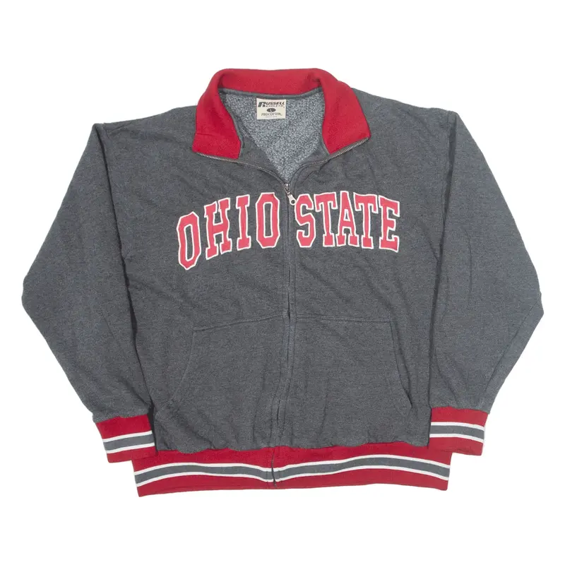 RUSSELL ATHLETIC Ohio State Track USA Jacket Grey 90s Mens L