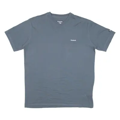 REEBOK Mens T-Shirt Blue USA V-Neck L