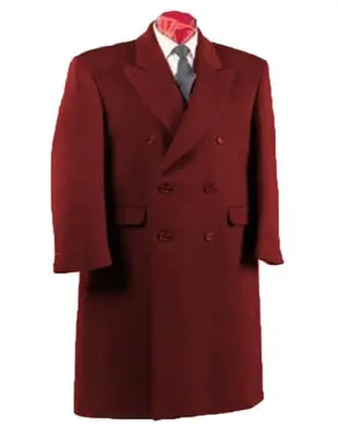 Mens Overcoat -Mens Long Wool Topcoats- Topcoat For Men-Mens Double breasted Overcoat - Burgundy Double breasted Coat