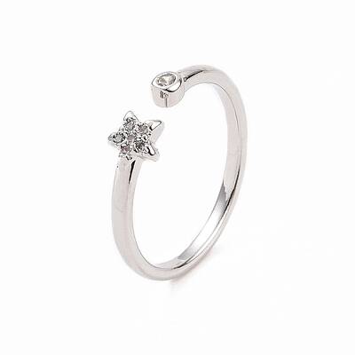 Clear Cubic Zirconia Star Open Cuff Ring
