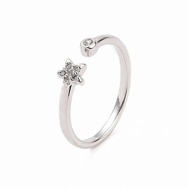 Clear Cubic Zirconia Star Open Cuff Ring