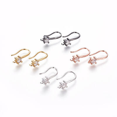 Brass Micro Pave Cubic Zirconia Earring Hooks