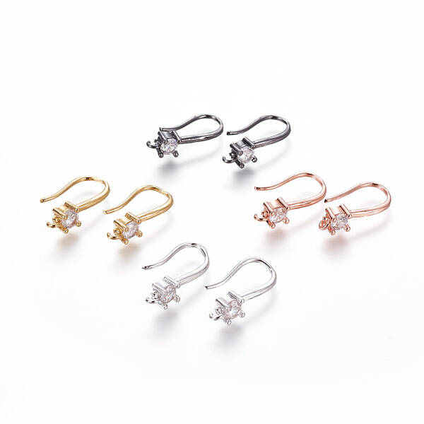 Brass Micro Pave Cubic Zirconia Earring Hooks