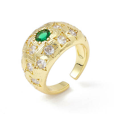 Cubic Zirconia Dome Open Cuff Ring