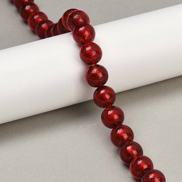 Handmade Silver Foil Glass Beads Strands