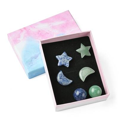 Natural Gemstone Healing Moon & Star & Round Ornaments