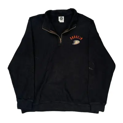 Anaheim Ducks Nhl 1/4 Zip - 2XL Black Cotton Blend