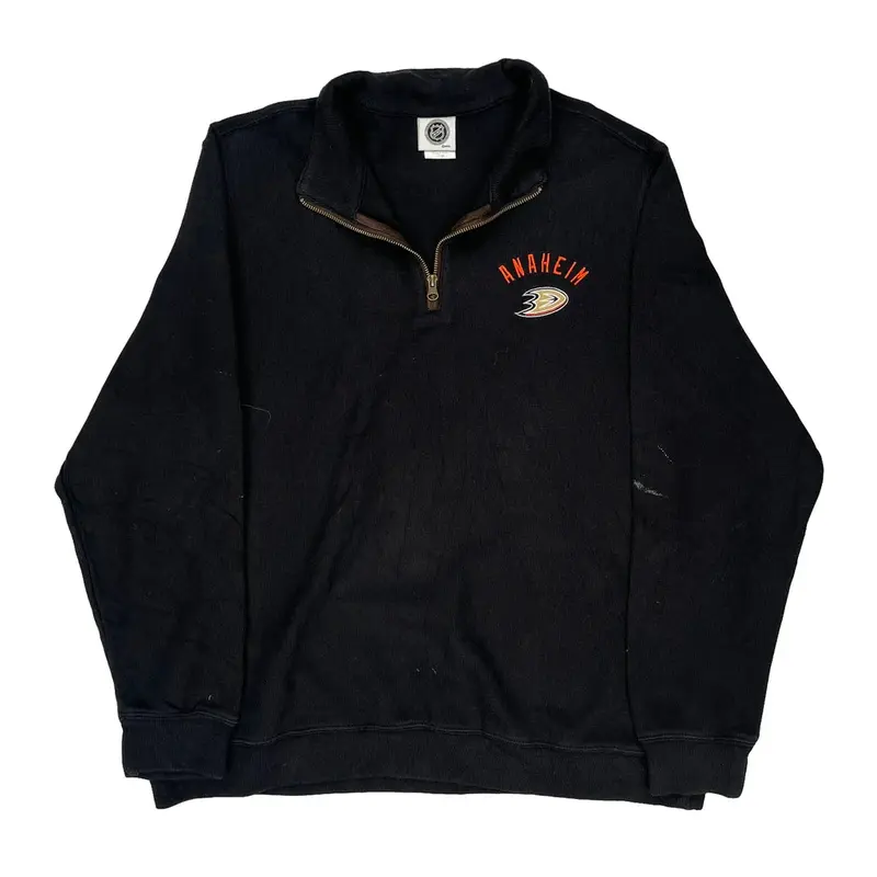 Anaheim Ducks Nhl 1/4 Zip - 2XL Black Cotton Blend