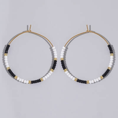 Glass Colorful Beads Hoop Earrings for Women
