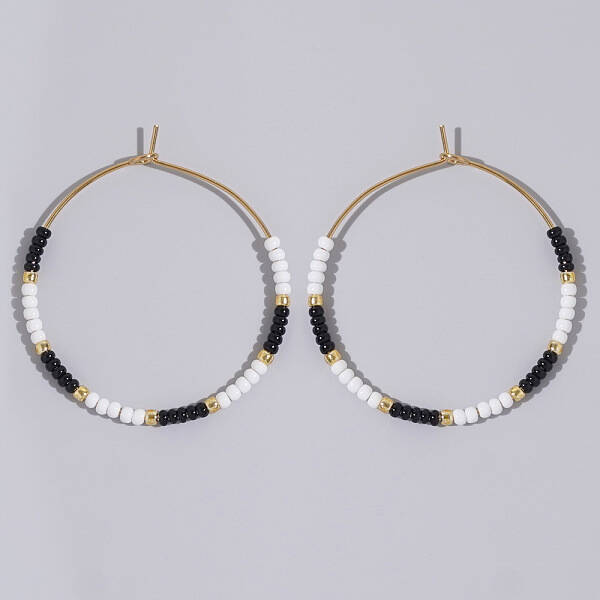 Glass Colorful Beads Hoop Earrings for Women