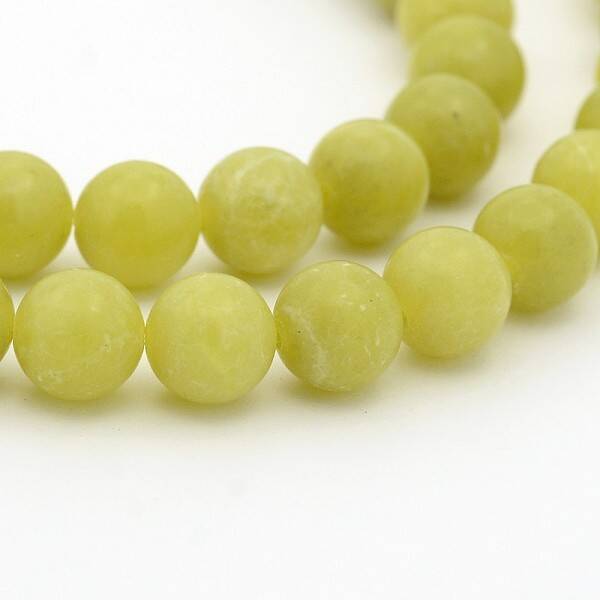 Natural Olive Jade Round Bead Strands