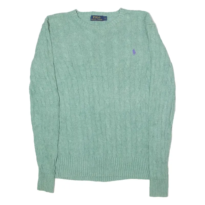 POLO RALPH LAUREN Mens Jumper Green Crew Neck Cable Knit S