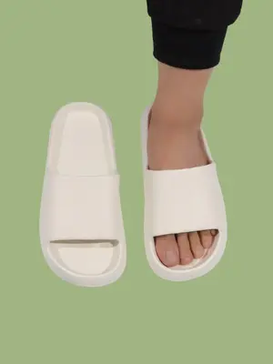 Men's Summer 2025 Solid Color Casual Non-slip Slide Slippers, Lightweight Bathroom Slippers, Anti-odor EVA Slippers, Shower S...